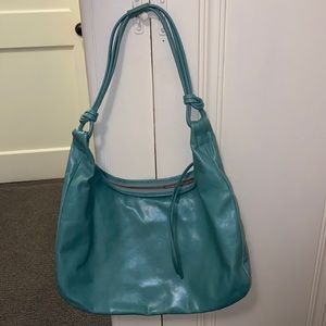 turquoise leather hobo bag